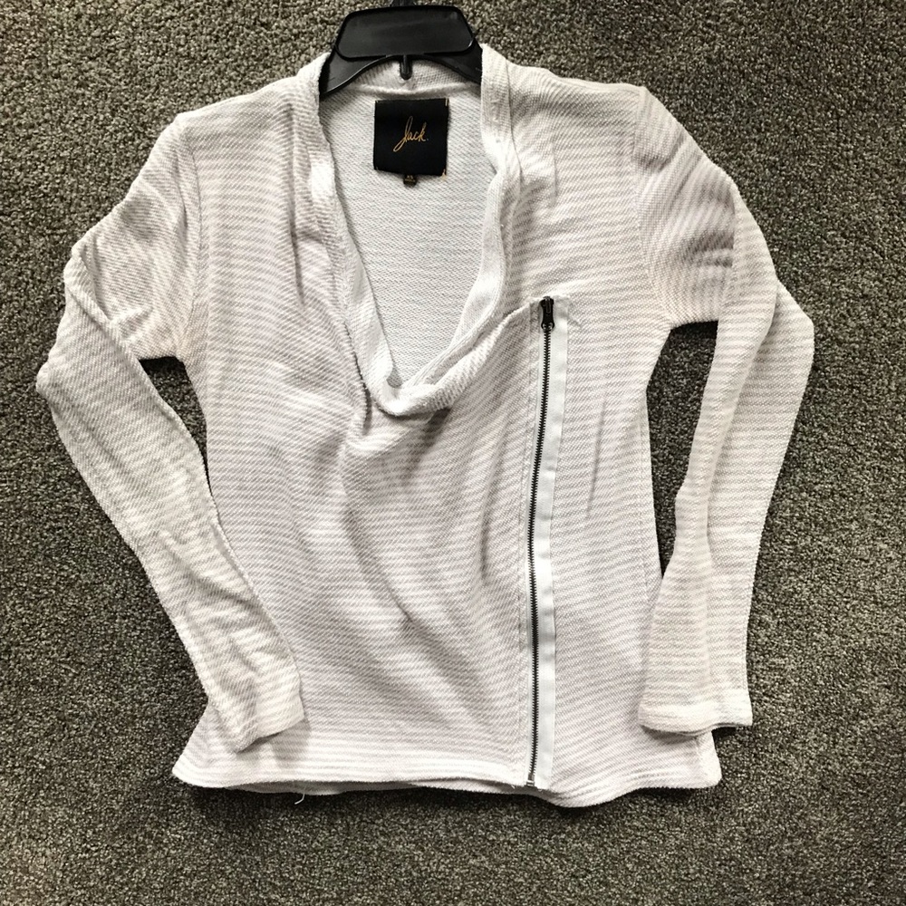 White and taupe zip up sweater from Jack BB Dakota